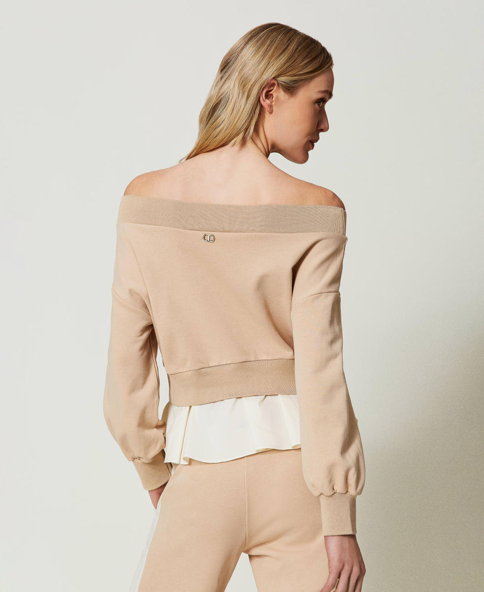 Sweatshirt with poplin flounces