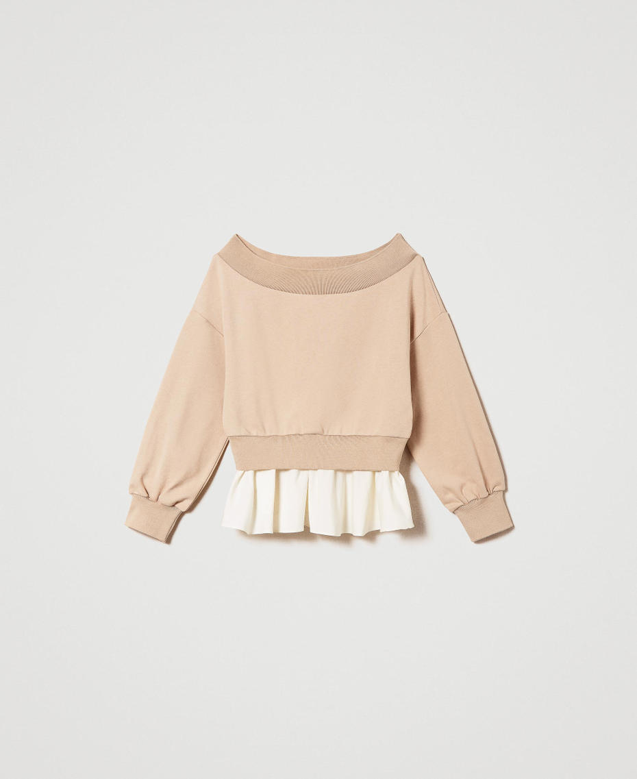 Sweat-shirt avec volant en popeline