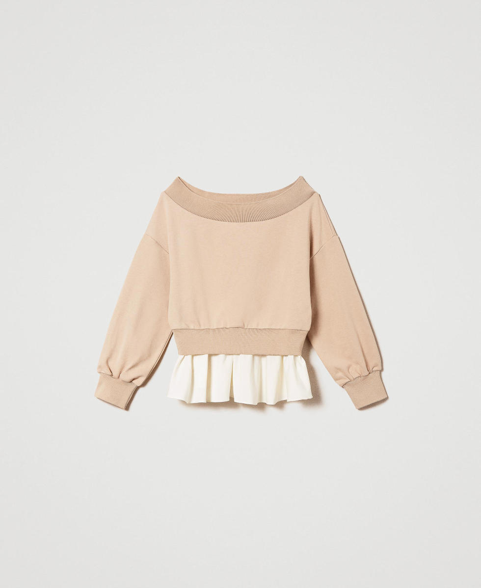 Sweatshirt with poplin flounces
