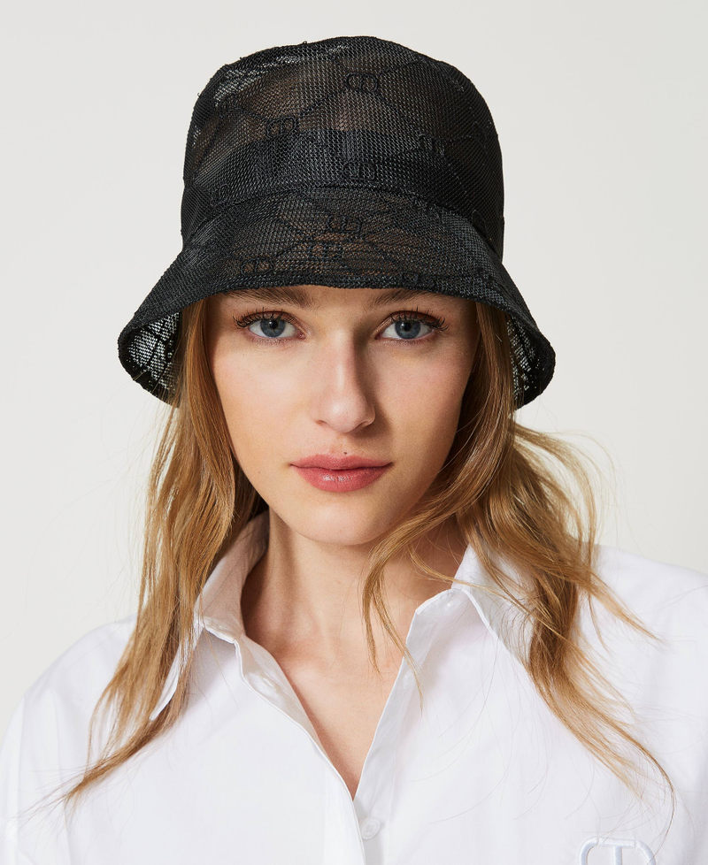 Mesh fisherman's hat with Oval T Black Woman 231TO5036-0S