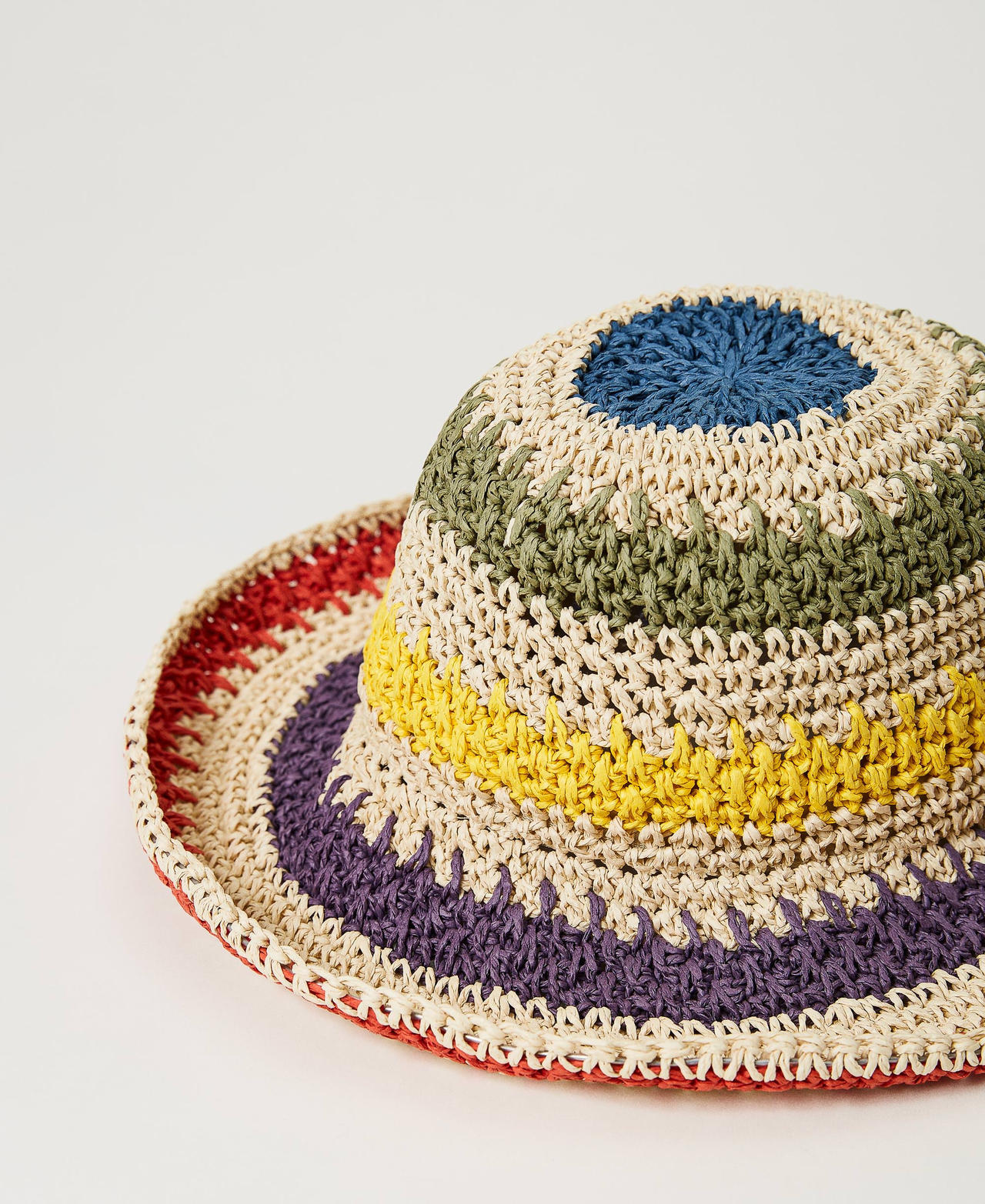 Multicolour straw bucket hat