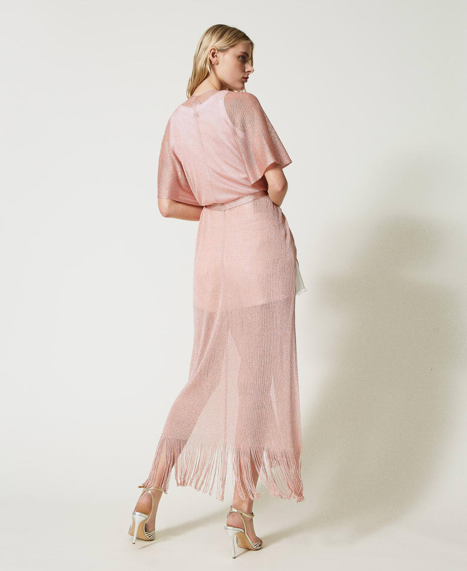 Poncho long avec franges et ceinture