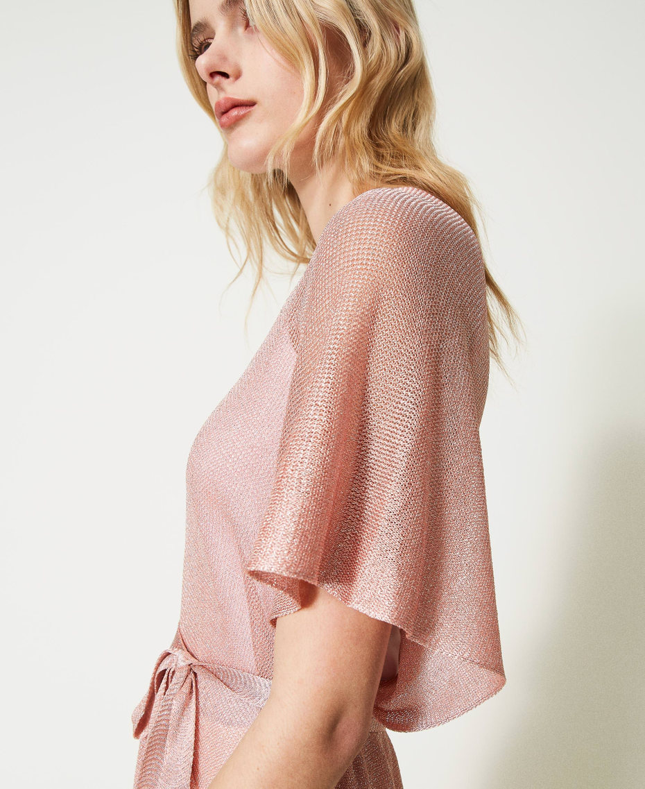 Poncho long avec franges et ceinture