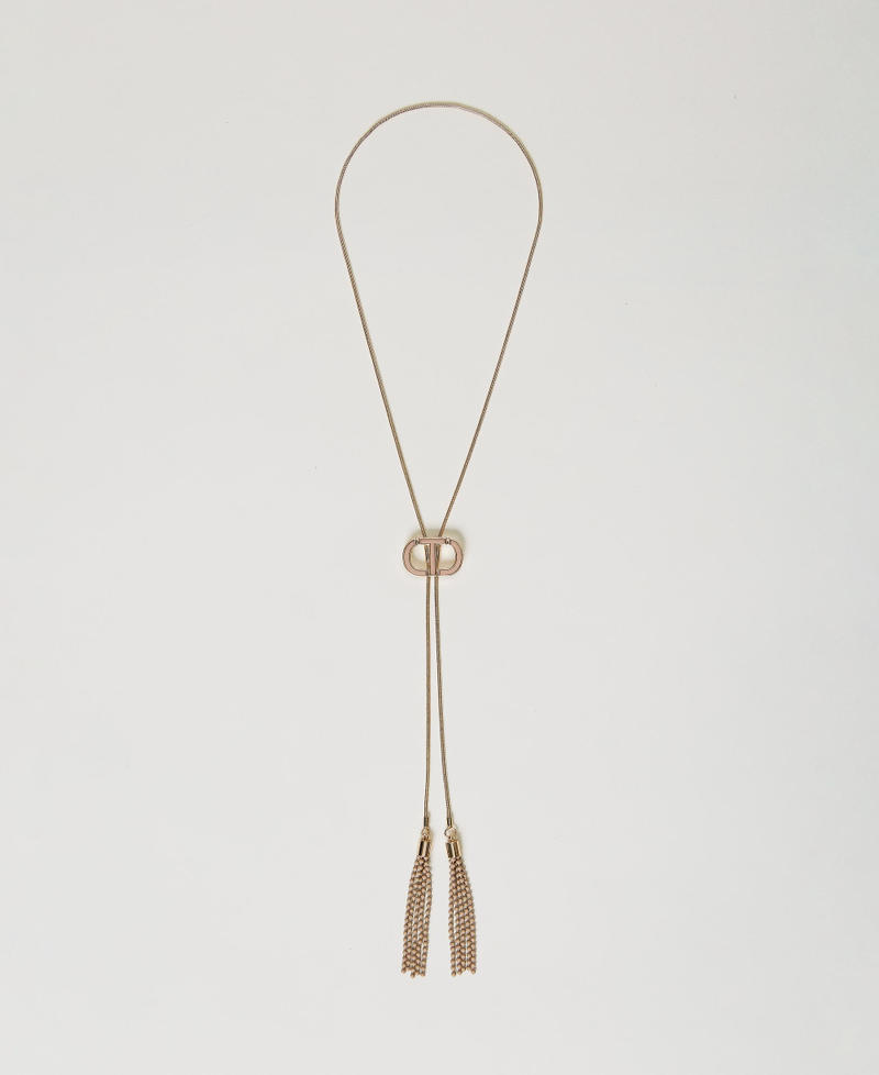 Choker with Oval T and tassels "Nude" Beige Woman 231TO5191_00846_01