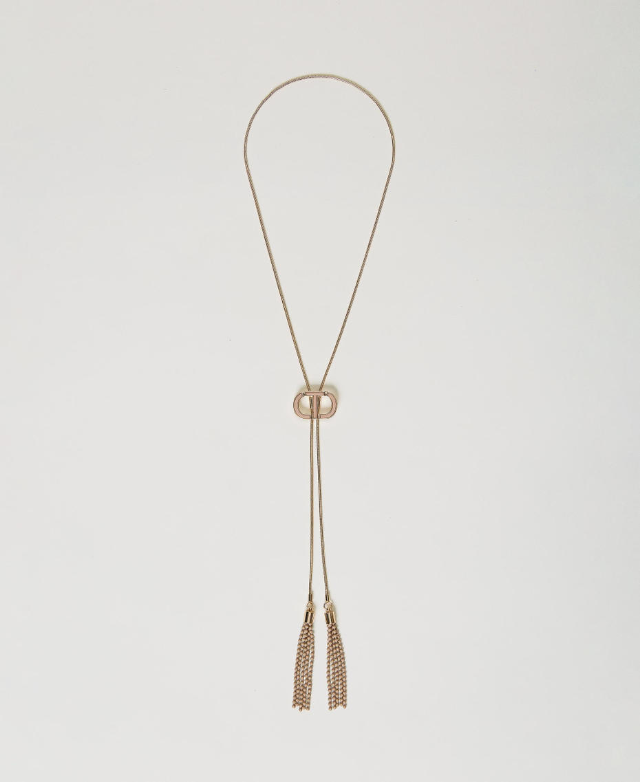 Choker with Oval T and tassels "Nude" Beige Woman 231TO5191_00846_01