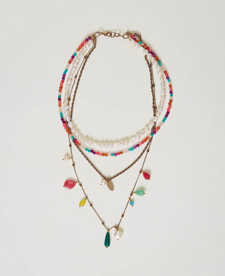 Collier avec pierres et perles Jaune Or Femme 231TO524A-01