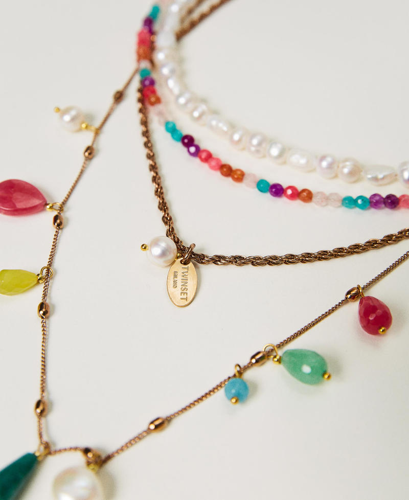 Collier avec pierres et perles Jaune Or Femme 231TO524A-02