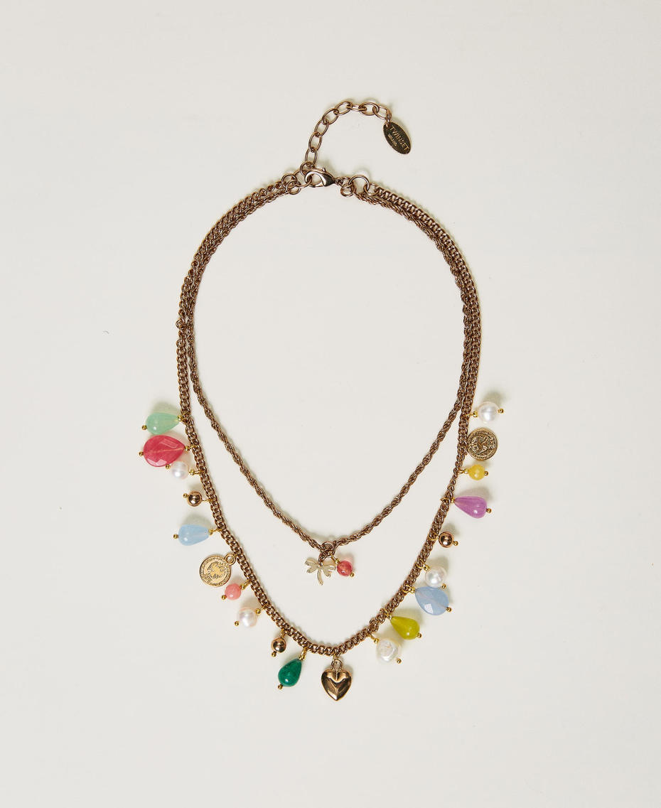 Collier ras-du-cou avec pierres et perles Jaune Or Femme 231TO524B-01