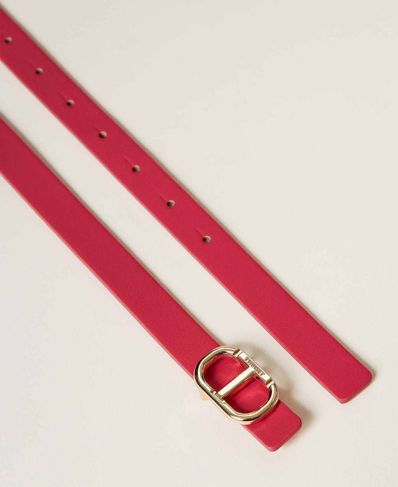 Reversible thin belt with Oval T Two-tone Fuchsia / Orange Woman 231TO5290_10625_02
