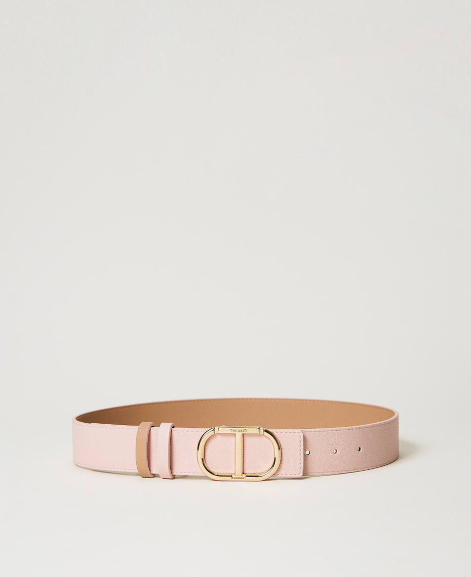 Reversible belt with loops Two-tone Parisienne Pink / Cuban Sand Woman 231TO5292_10628_01