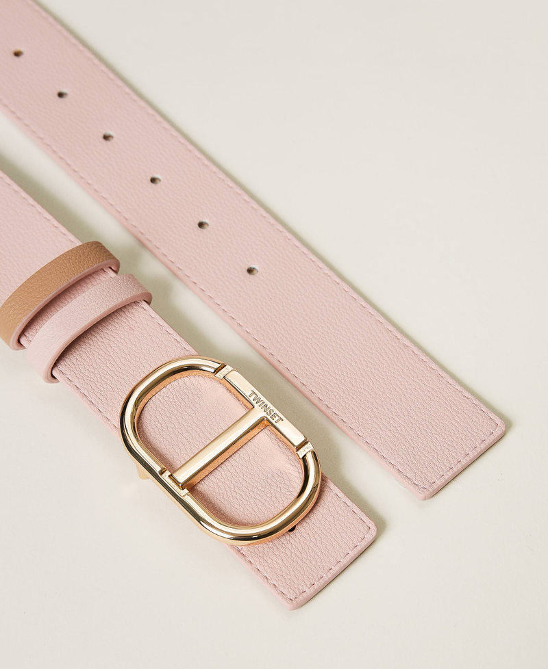 Reversible belt with loops Two-tone Parisienne Pink / Cuban Sand Woman 231TO5292_10628_02
