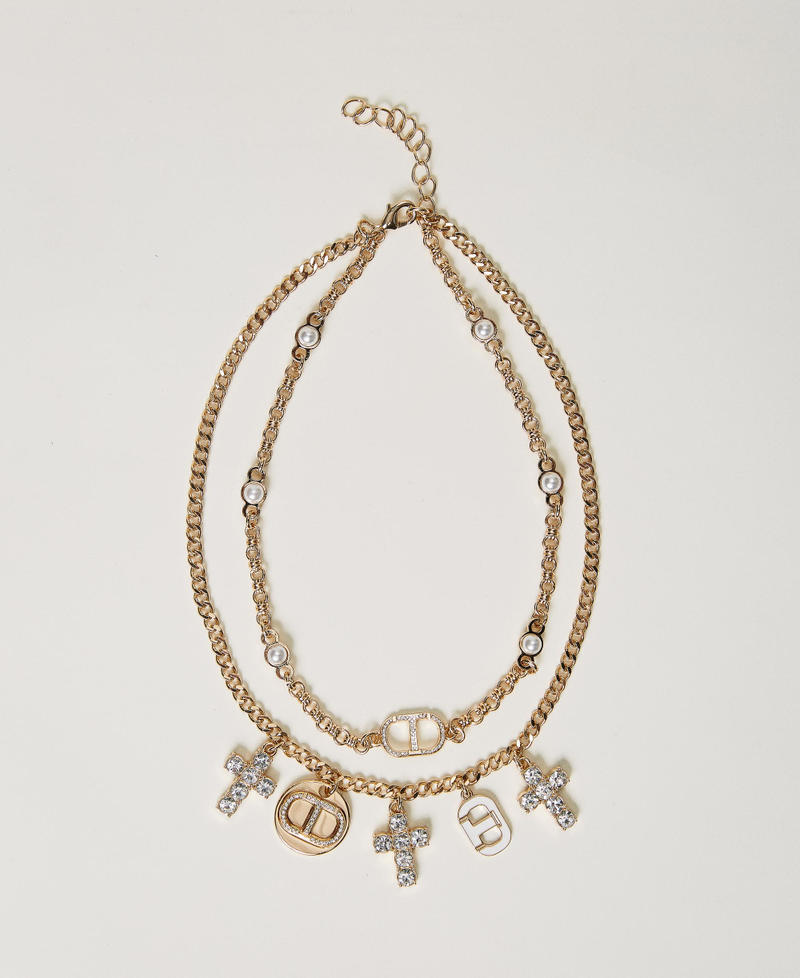 Necklace with charms and Oval T New Gold Woman 231TO530A-01