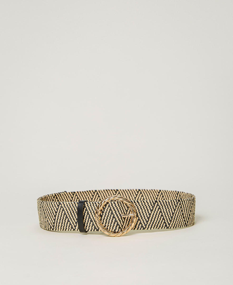 Raffia belt with torchon buckle