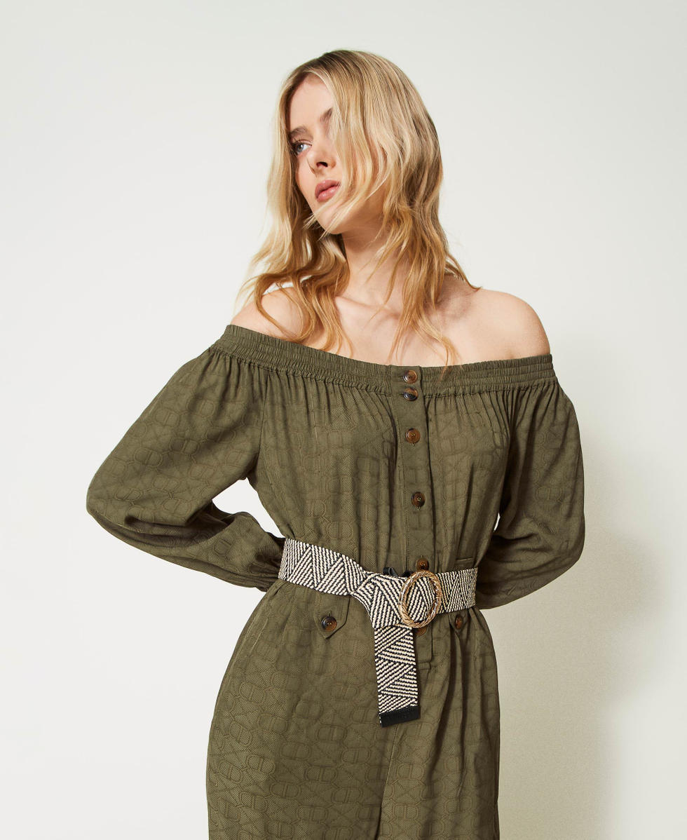 Raffia belt with torchon buckle