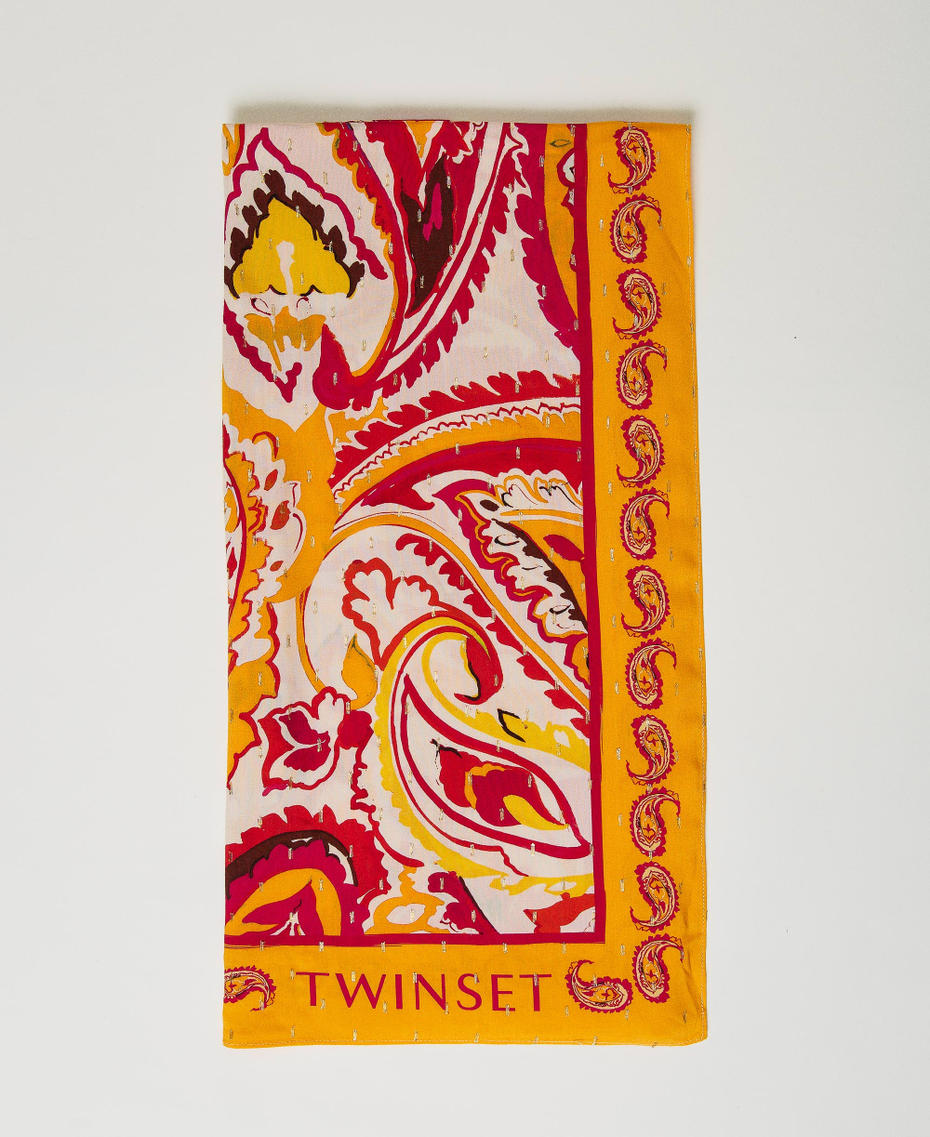 Tuch mit Paisleyprint und Logo Print Paisleydessin Gelb / „Cerise“-Fuchsia Frau 231TO5430-01