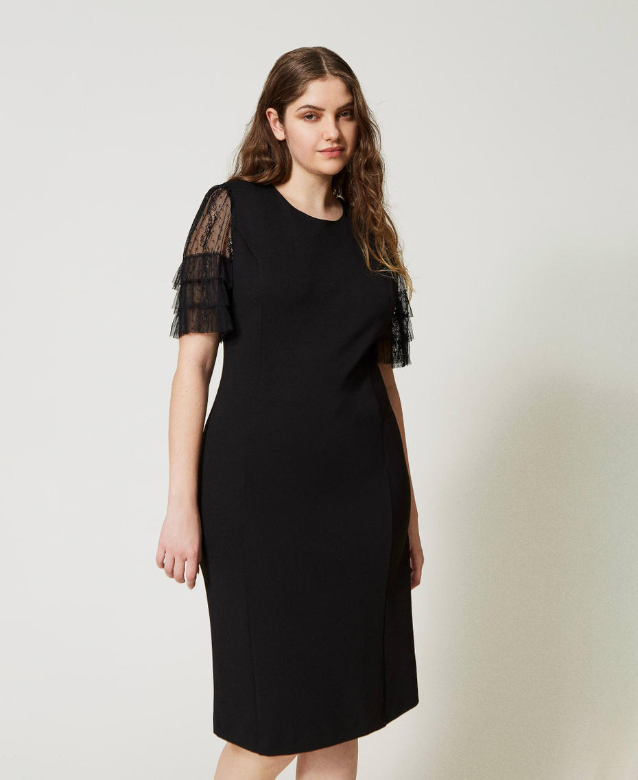 Dress with tulle sleeves Black Woman 231TP2050-01