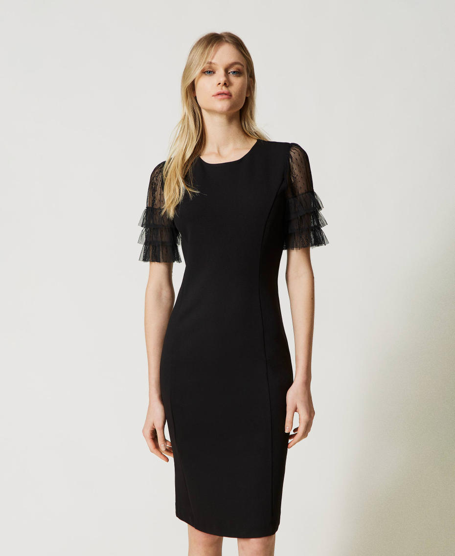 Dress with tulle sleeves Black Woman 231TP2050-06
