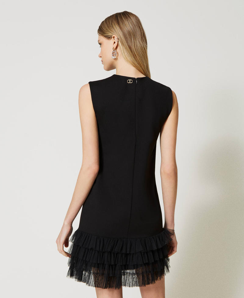 Sleeveless dress with tulle flounces Black Woman 231TP2051-04