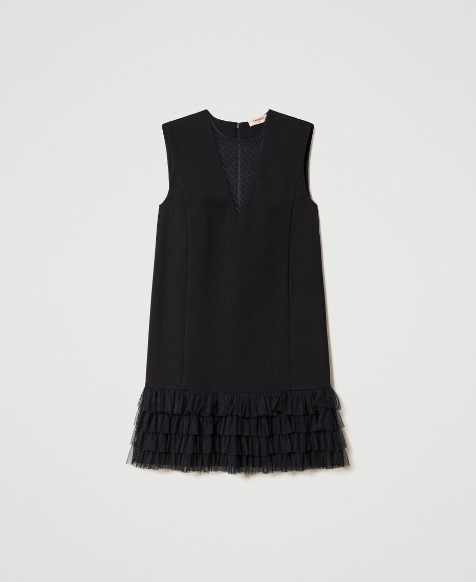 Sleeveless dress with tulle flounces Black Woman 231TP2051-0S