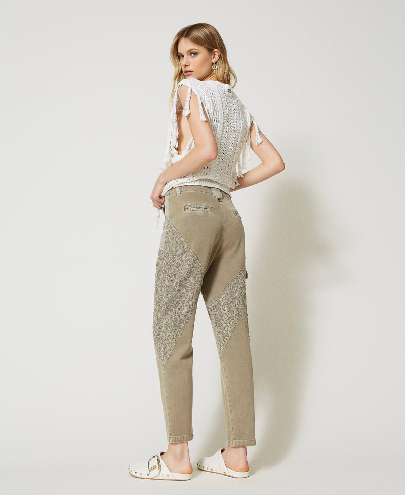 Bull cargo trousers with macramé lace Wet Sand Woman 231TP2060-03