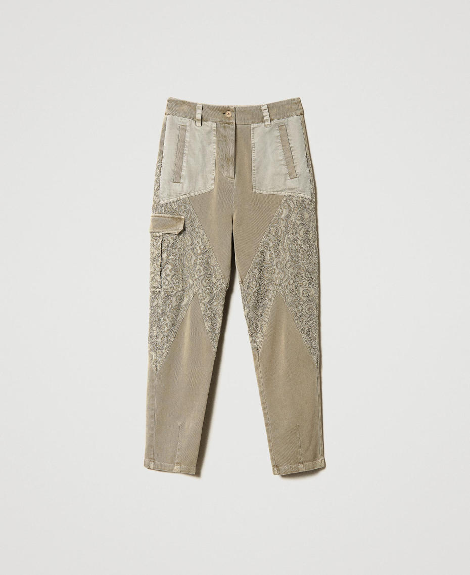 Bull cargo trousers with macramé lace Wet Sand Woman 231TP2060-0S