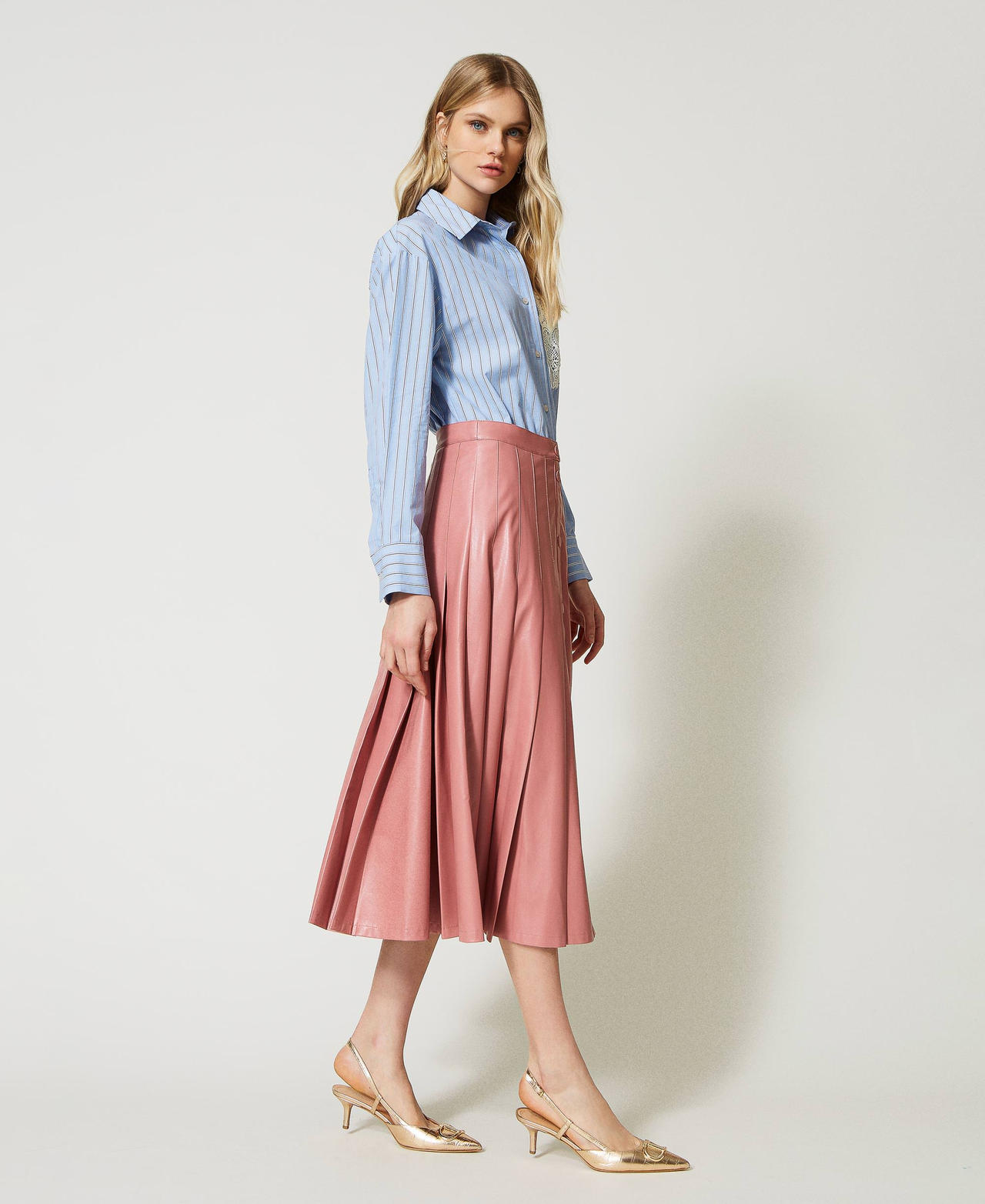 Pleated midi skirt Dark Rose Woman 231TP2090-02