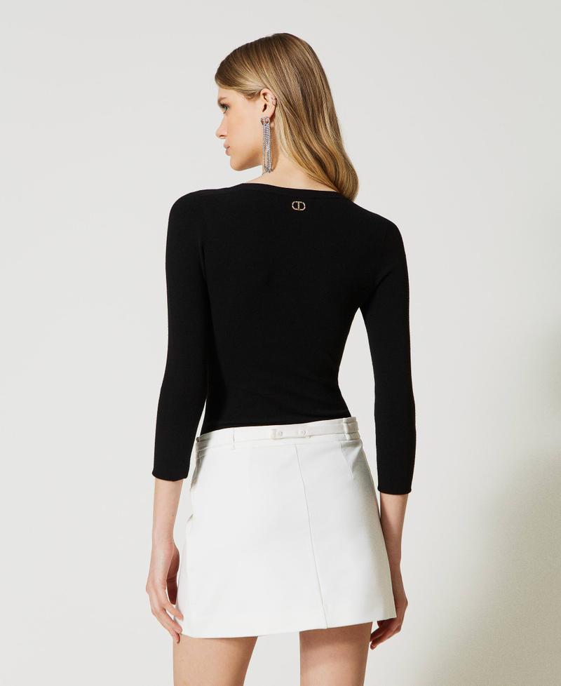 Mini-jupe avec boucle Oval T Blanc Neige Femme 231TP2112-03
