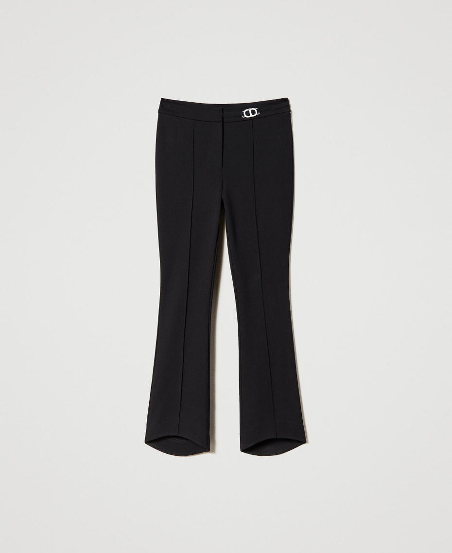 Pantalones con hebilla Oval T Negro Mujer 231TP2113-0S