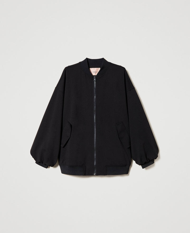 Bomber jacket with eyelets and weaving Black Woman 231TP2120-0S