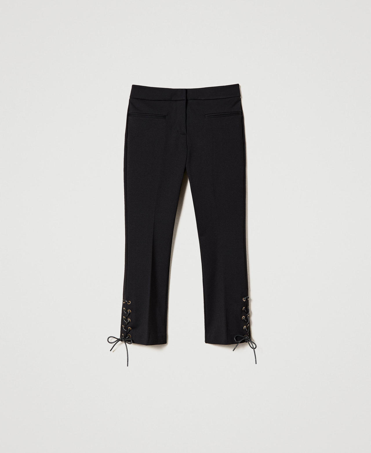 Trousers with eyelets and weaving Black Woman 231TP2121_00006_0S