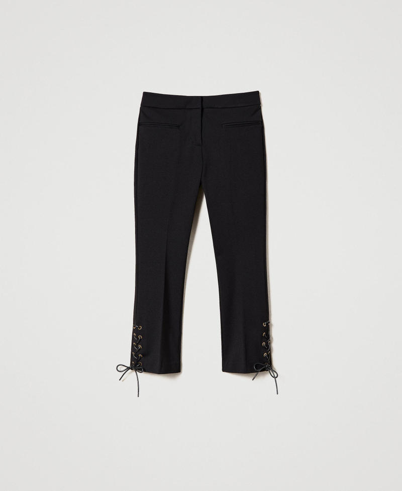Trousers with eyelets and weaving White Snow Woman 231TP2121-0S