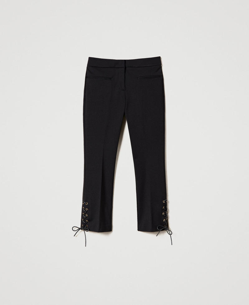Trousers with eyelets and weaving Black Woman 231TP2121_00006_0S