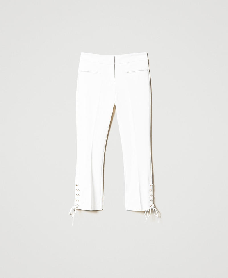 Trousers with eyelets and weaving White Snow Woman 231TP2121-0S