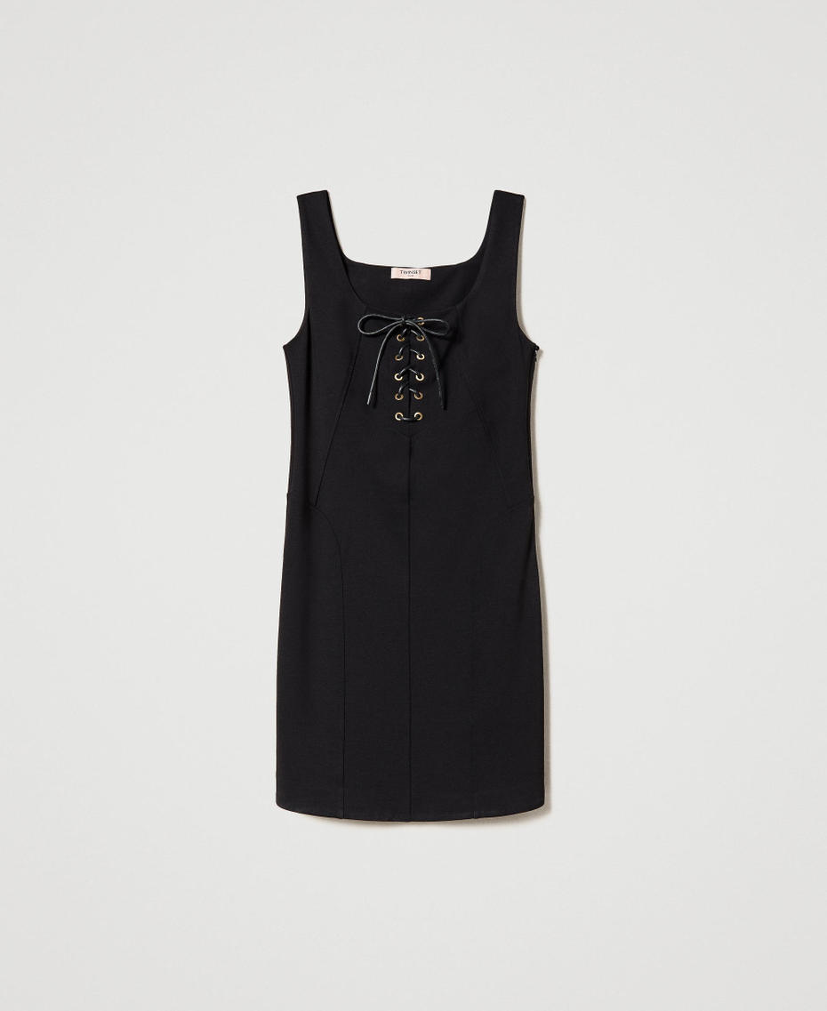 Dress with eyelets and weaving Black Woman 231TP2122-0S