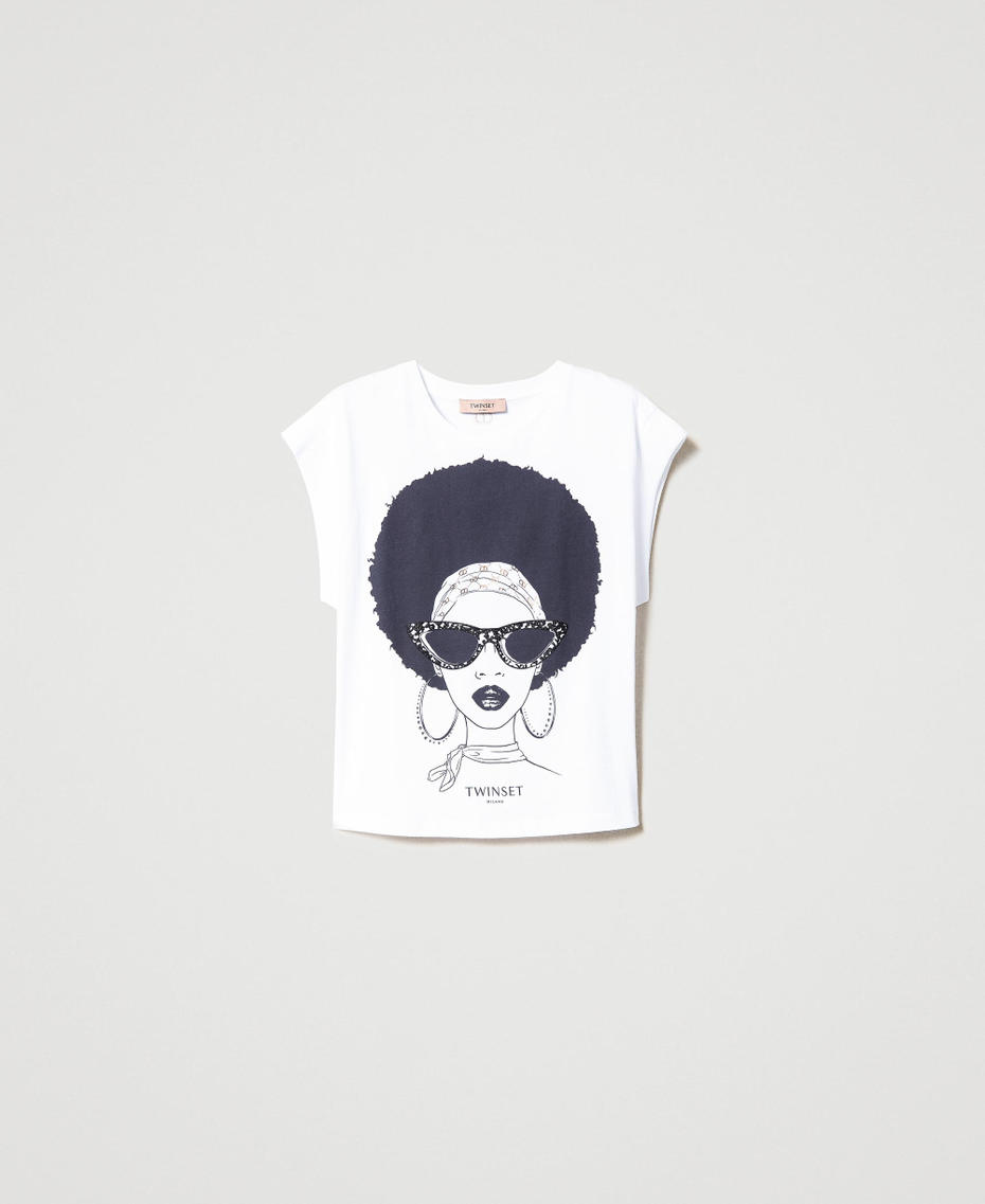 T-shirt with wing sleeves and print