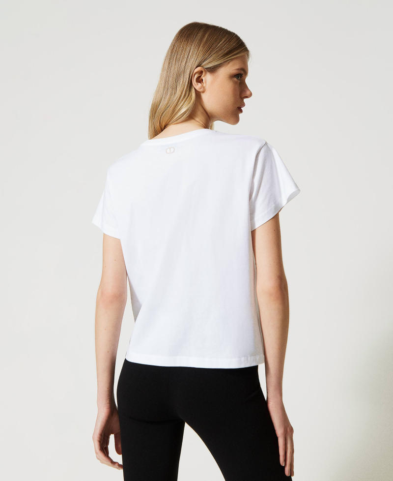 T-Shirt mit Kimonoärmeln und Print Weiß Frau 231TP2138-03