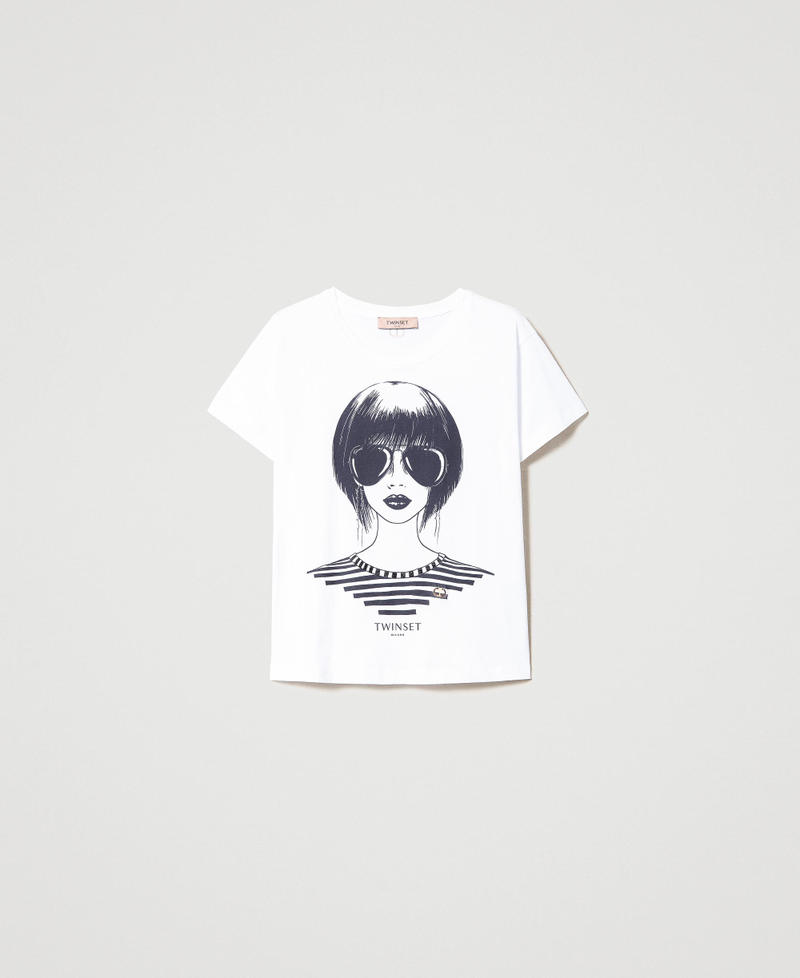 T-Shirt mit Kimonoärmeln und Print Weiß Frau 231TP2138-0S