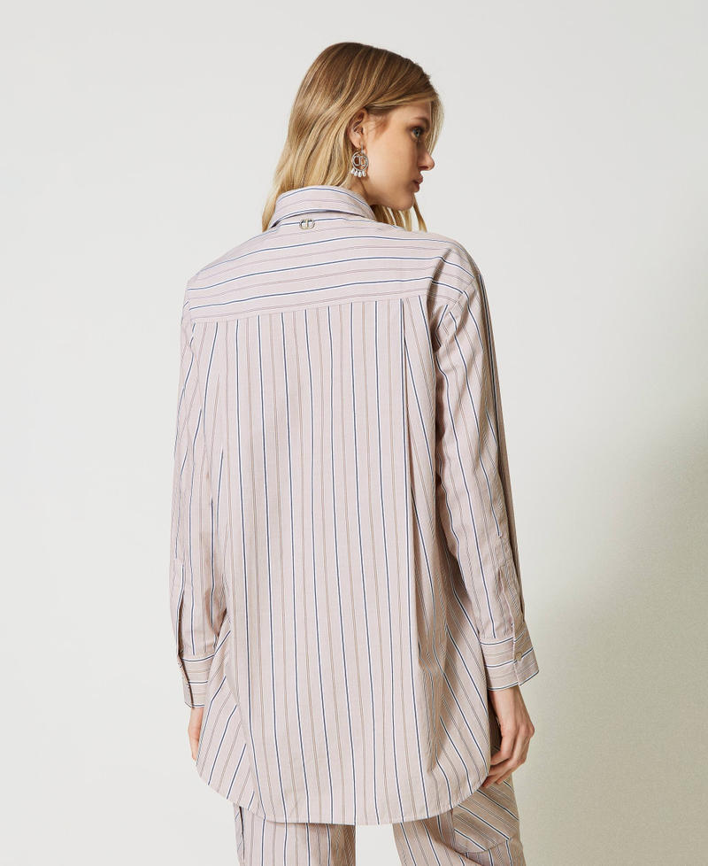Striped poplin shirt with embroidery Light Blue / “Snow” White Stripes Woman 231TP2150-04