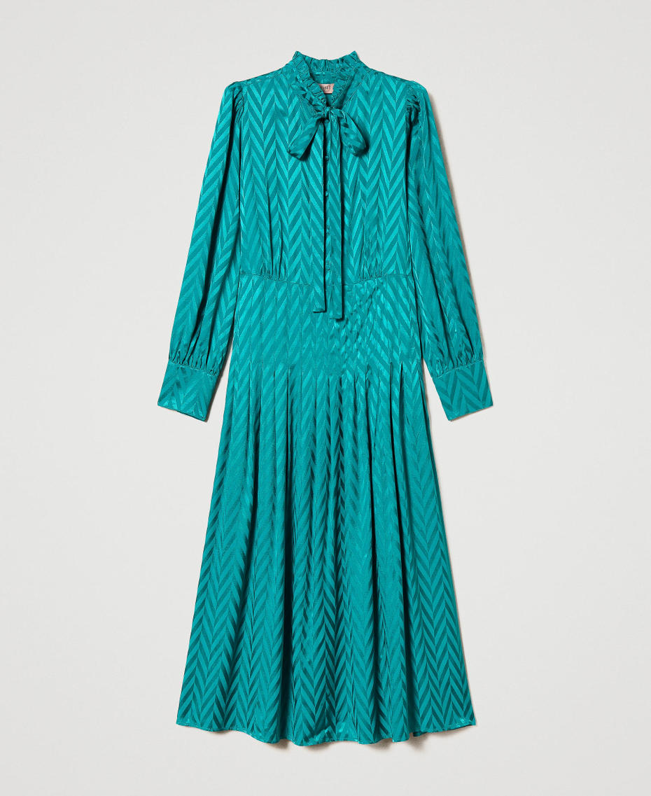 Жаккардовое длинное платье с шевронным узором Зеленый "Светлый изумруд" женщина 231TP2161-0S