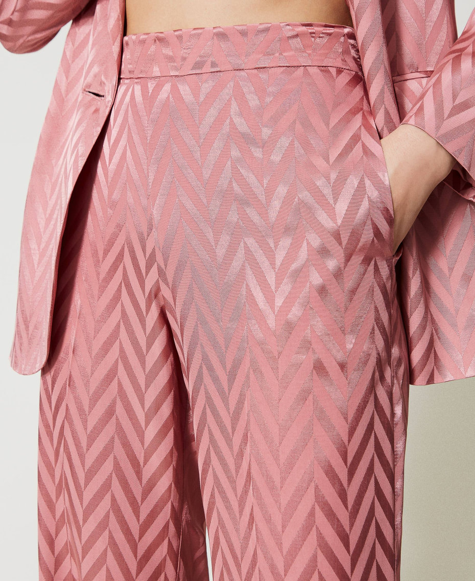 Jacquard trousers with chevron pattern Dark Rose Woman 231TP2166_00765_04