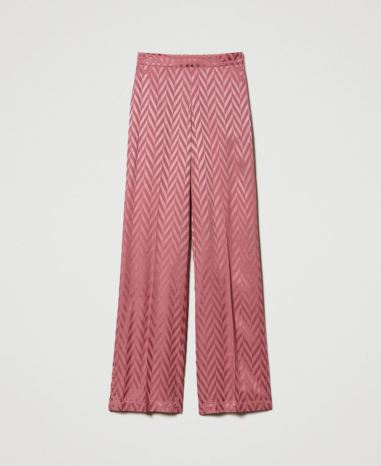 Jacquard trousers with chevron pattern Dark Rose Woman 231TP2166_00765_0S