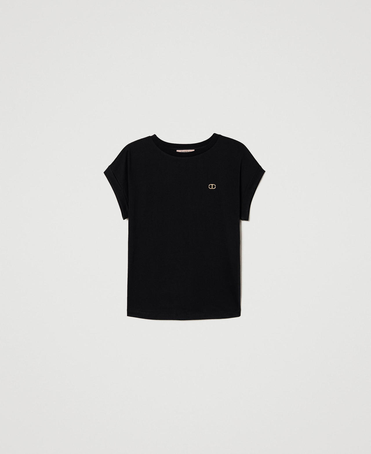 T-shirt avec Oval T strassé Noir Femme 231TP2170-0S