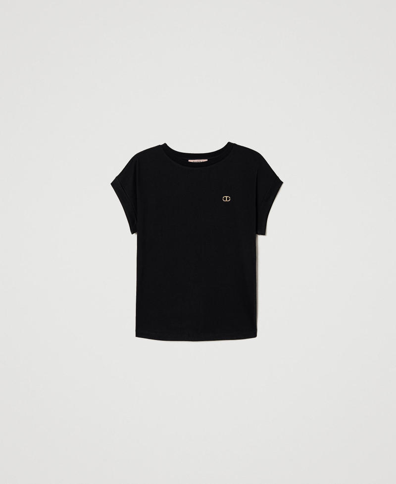 T-shirt with rhinestone Oval T Black Woman 231TP2170-0S