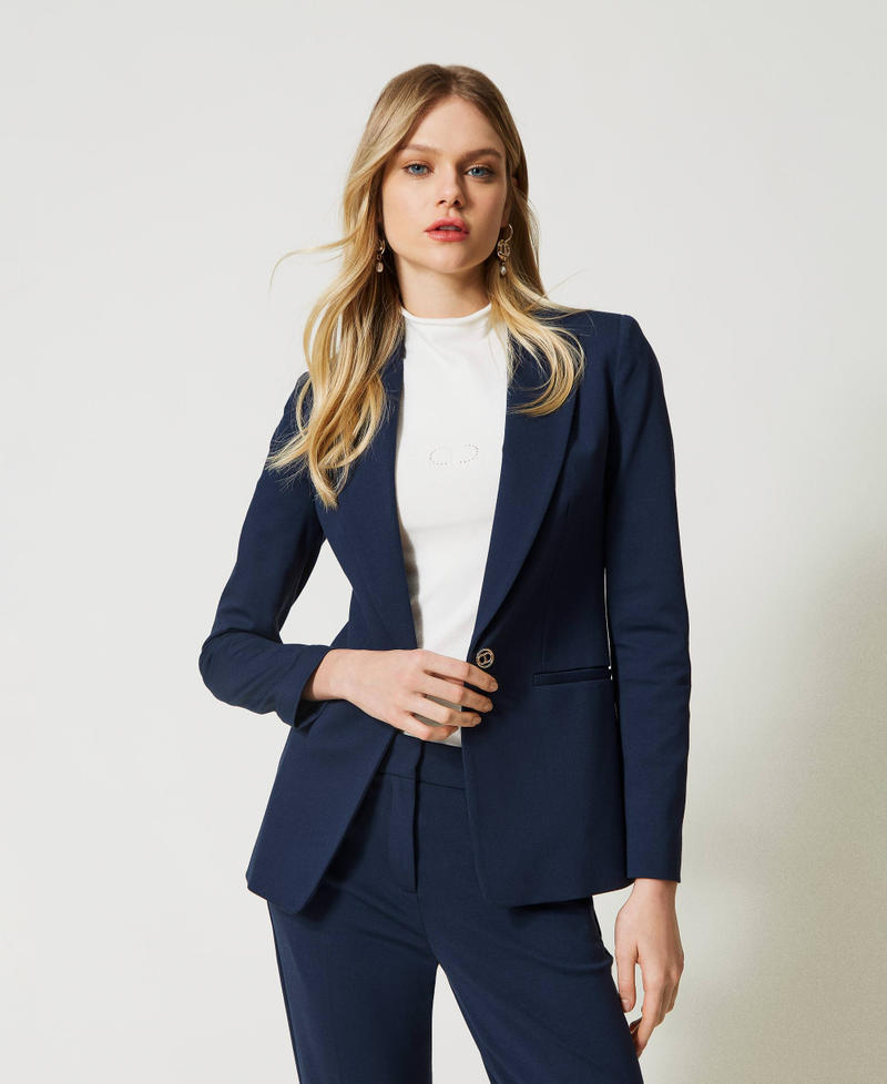 Blazer with Oval T button Indigo Woman 231TP2181_00384_01