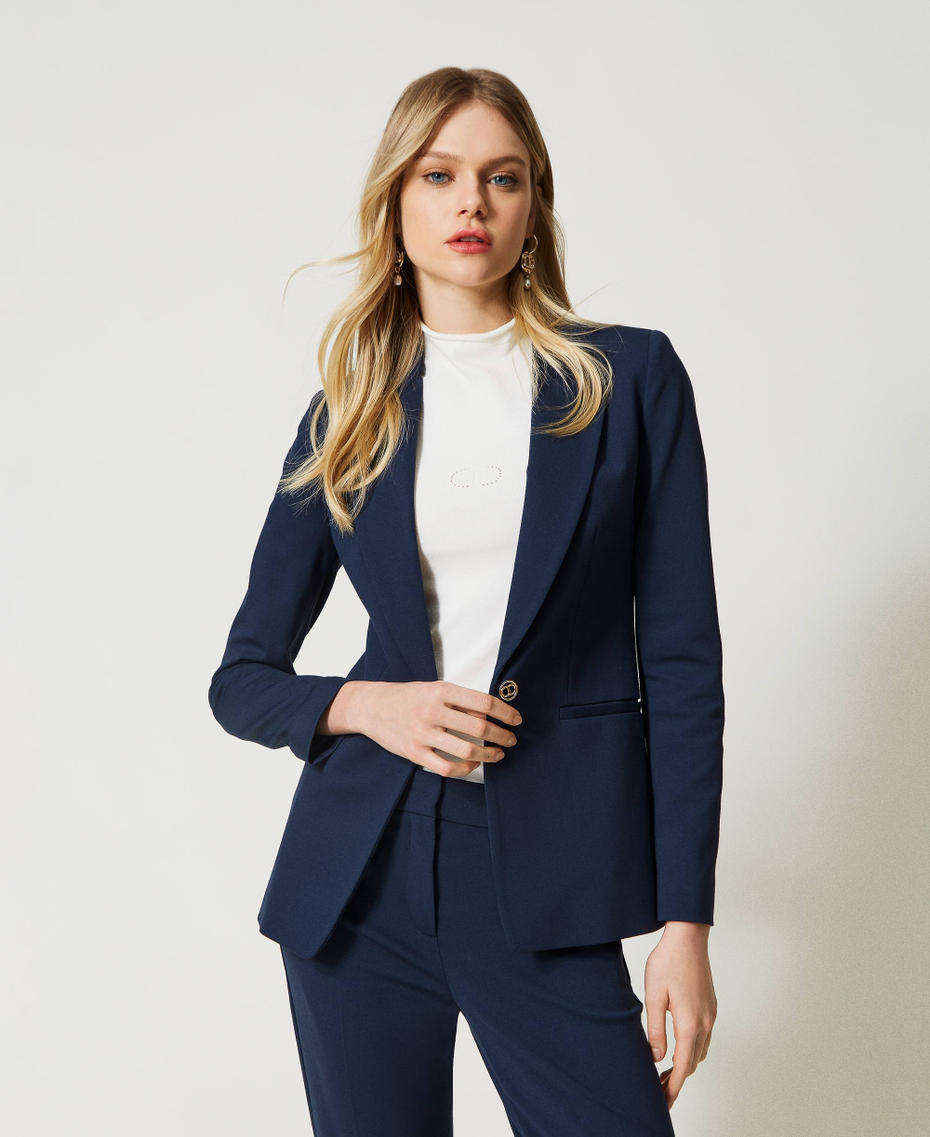 Blazer with Oval T button Indigo Woman 231TP2181_00384_01