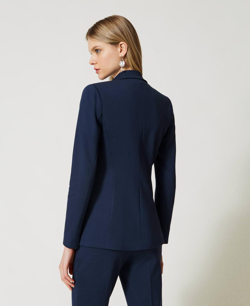 Giacca blazer con bottone Oval T Donna, Blu | TWINSET Milano
