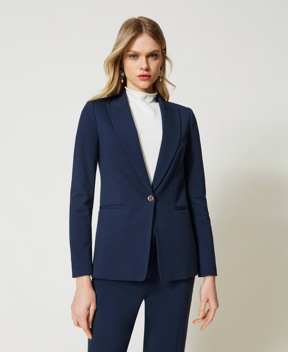 Blazer with Oval T button Indigo Woman 231TP2181_00384_05