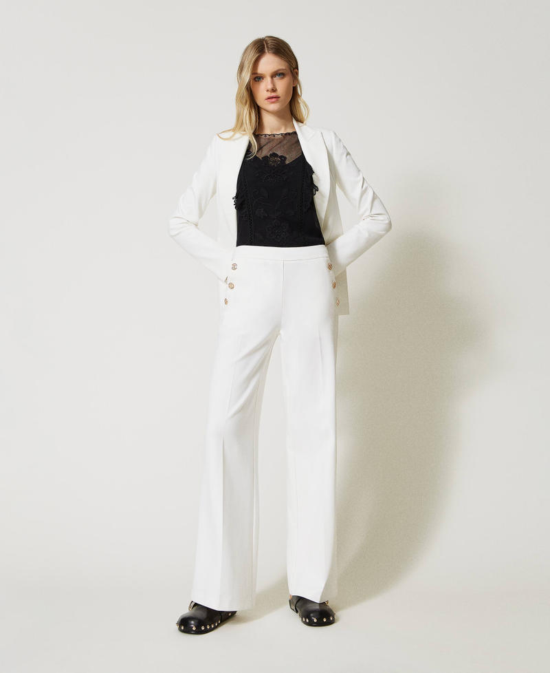 Wide leg trousers with Oval T buttons White Snow Woman 231TP2182_00282_01