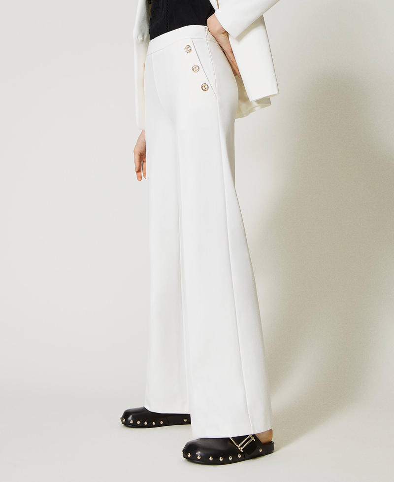 Wide leg trousers with Oval T buttons White Snow Woman 231TP2182_00282_02