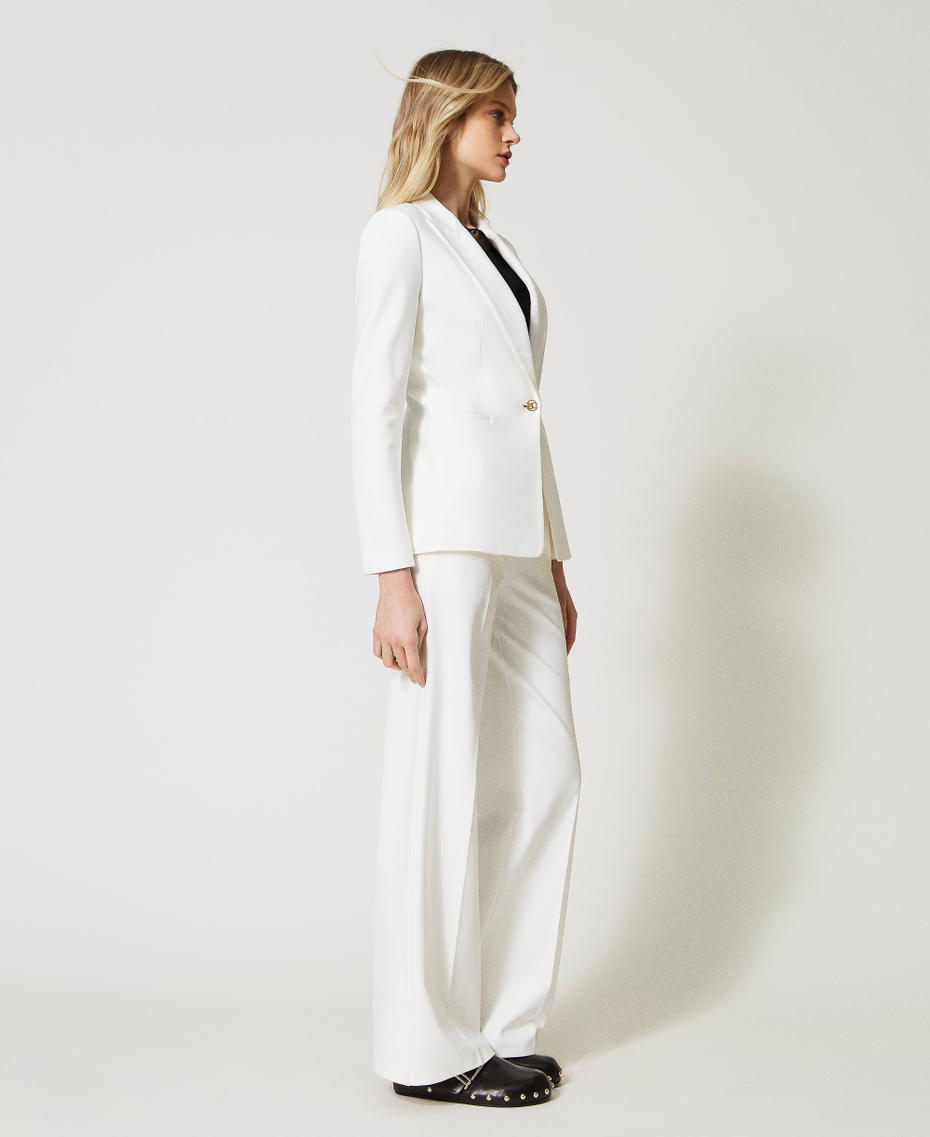 Wide leg trousers with Oval T buttons White Snow Woman 231TP2182_00282_03
